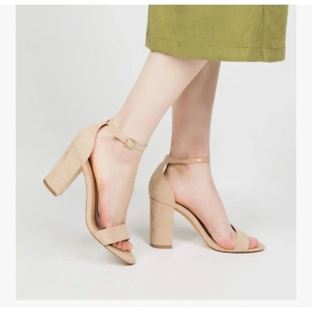 COASIS Women's Chunky Block Heels Open Toe Ankle Strap 3.5 Inch Heeled Sandals